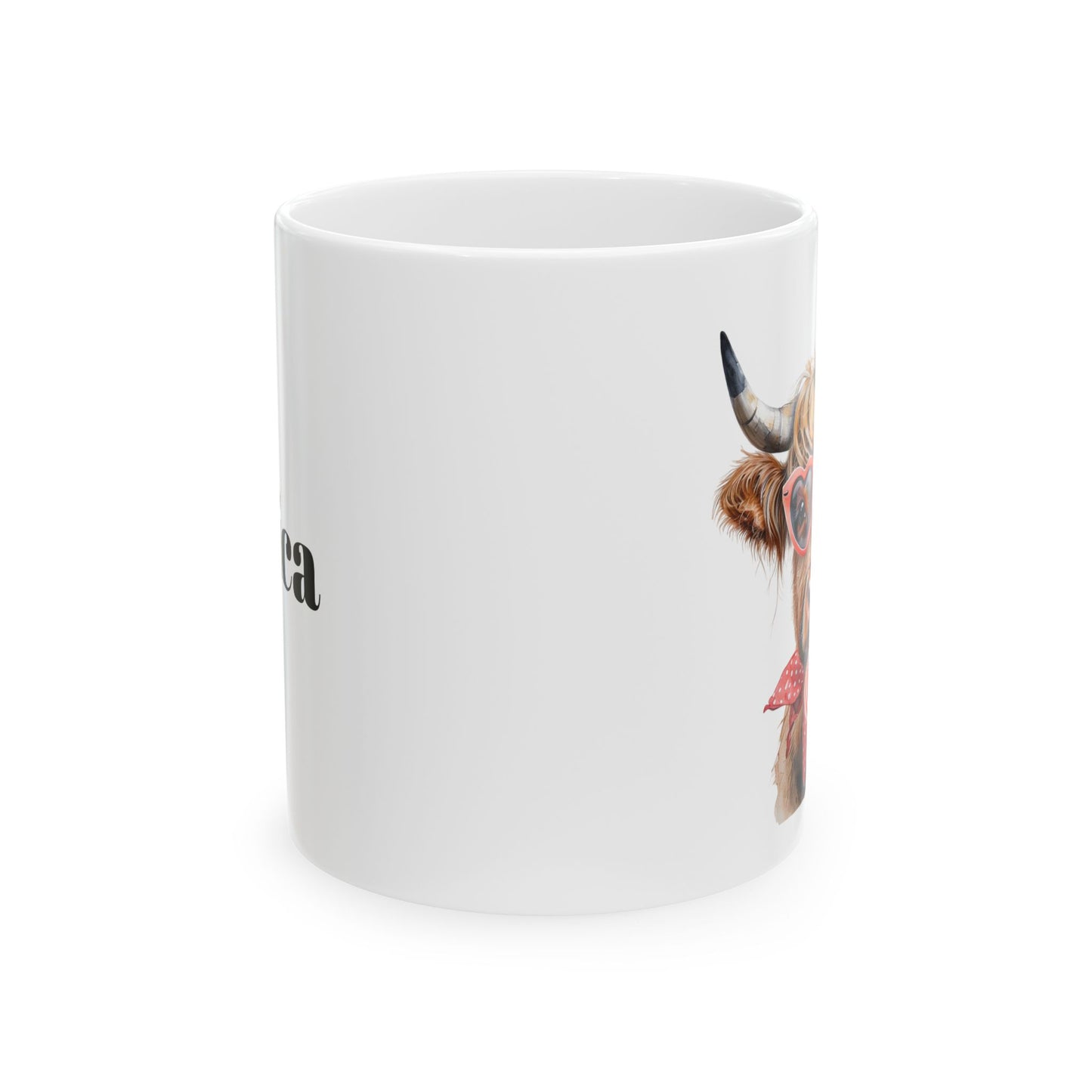 Highland Cow Ceramic Mug, Valentine's Gift, Personalized Coffee Cup, Custom Animal Lover Tea Mug, Cow Lover Kitchen Decor, Farmhouse Mug