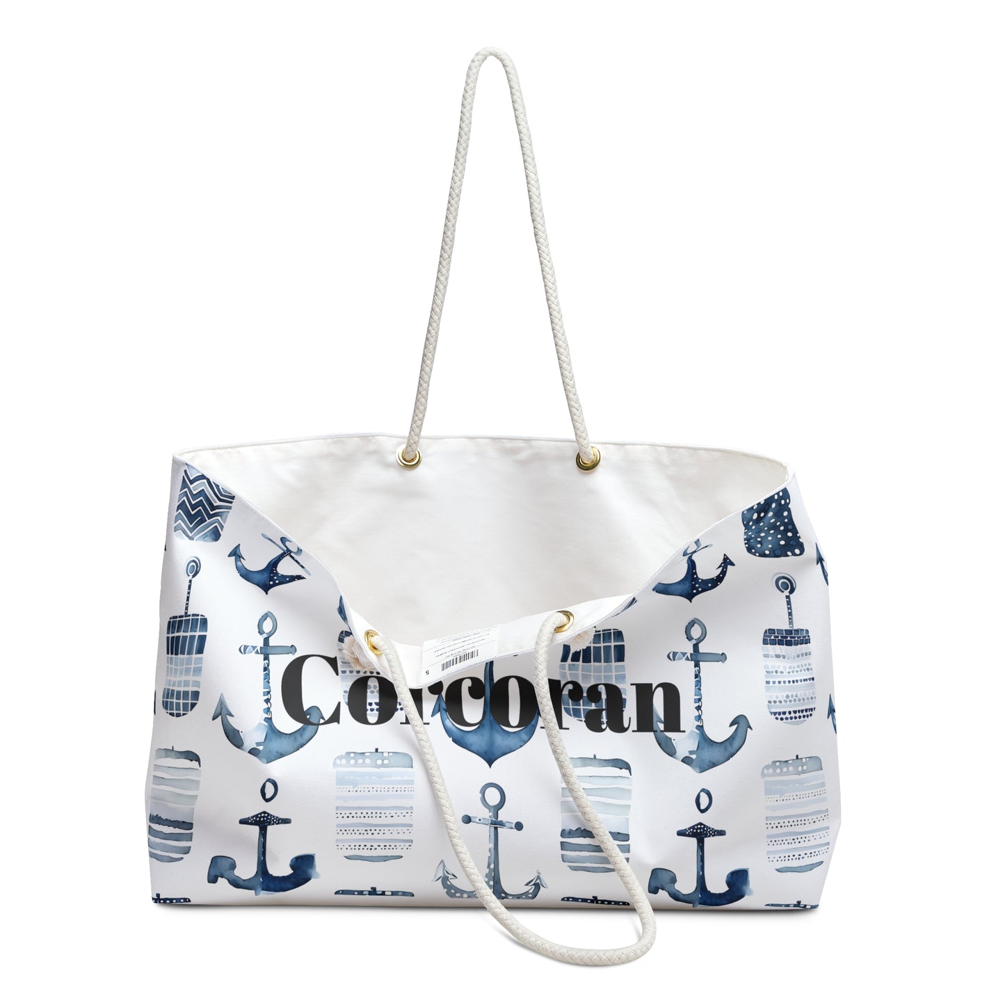 Weekender Bag - Nautical Anchor Personalized Custom Add Name, Mother's Day Gift, Vacation Tote, Boat Tote, Camping Tote, Cruise Tote
