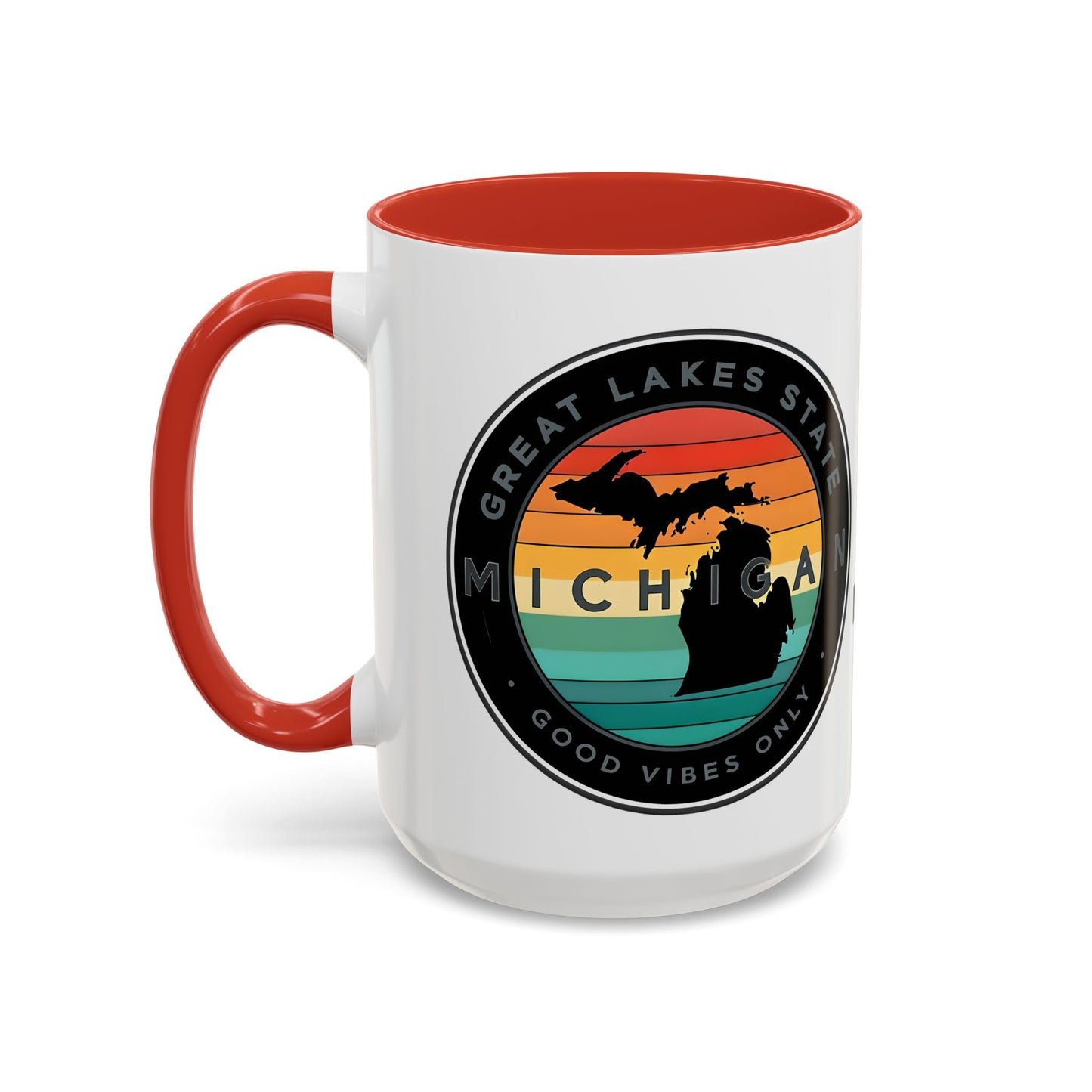 Michigan Accent Coffee Mug, Great Lakes State Cup, Personalized Gift for Michiganders, Camping, Boating, Good Vibes Only