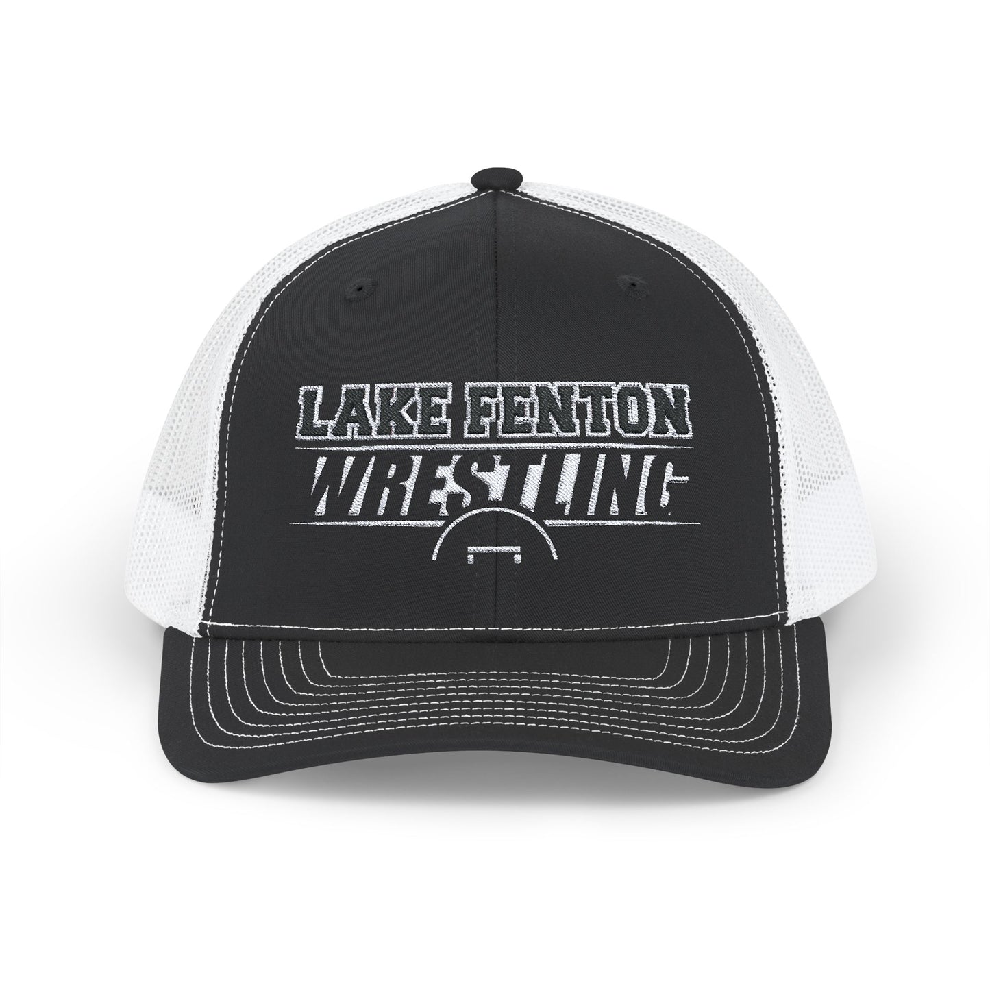 Lake Fenton Wrestling Mat Snapback Trucker Cap, Embroidered Design