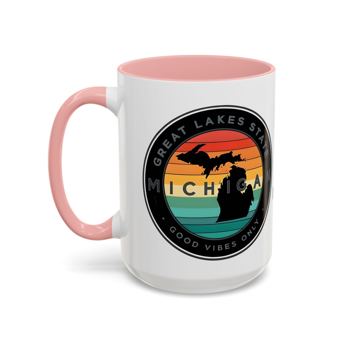 Michigan Accent Coffee Mug, Great Lakes State Cup, Personalized Gift for Michiganders, Camping, Boating, Good Vibes Only
