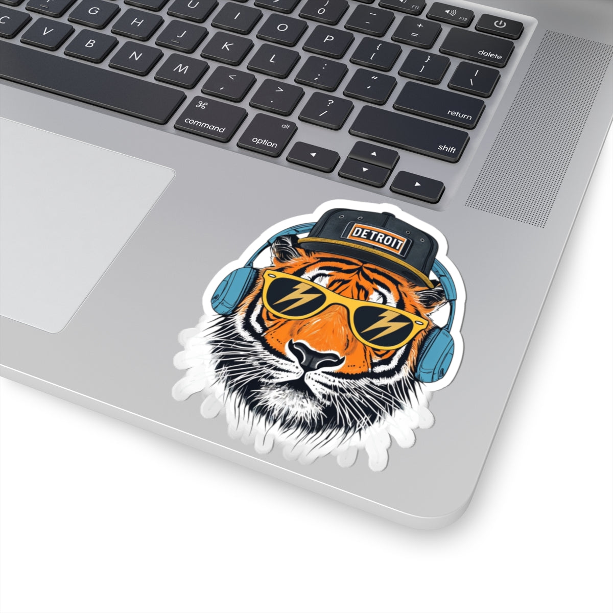 Detroit Tiger Head Sticker — Cool Sunglasses & Headphones Kiss-Cut Sticker