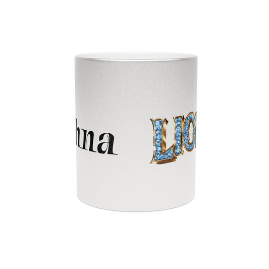 Metallic Mug, Lions Personalized Mug, Detroit Lions Fan Gift, Silver"Gold Lions Football Cup, Coaches Gift Idea, Mother's Day Gift