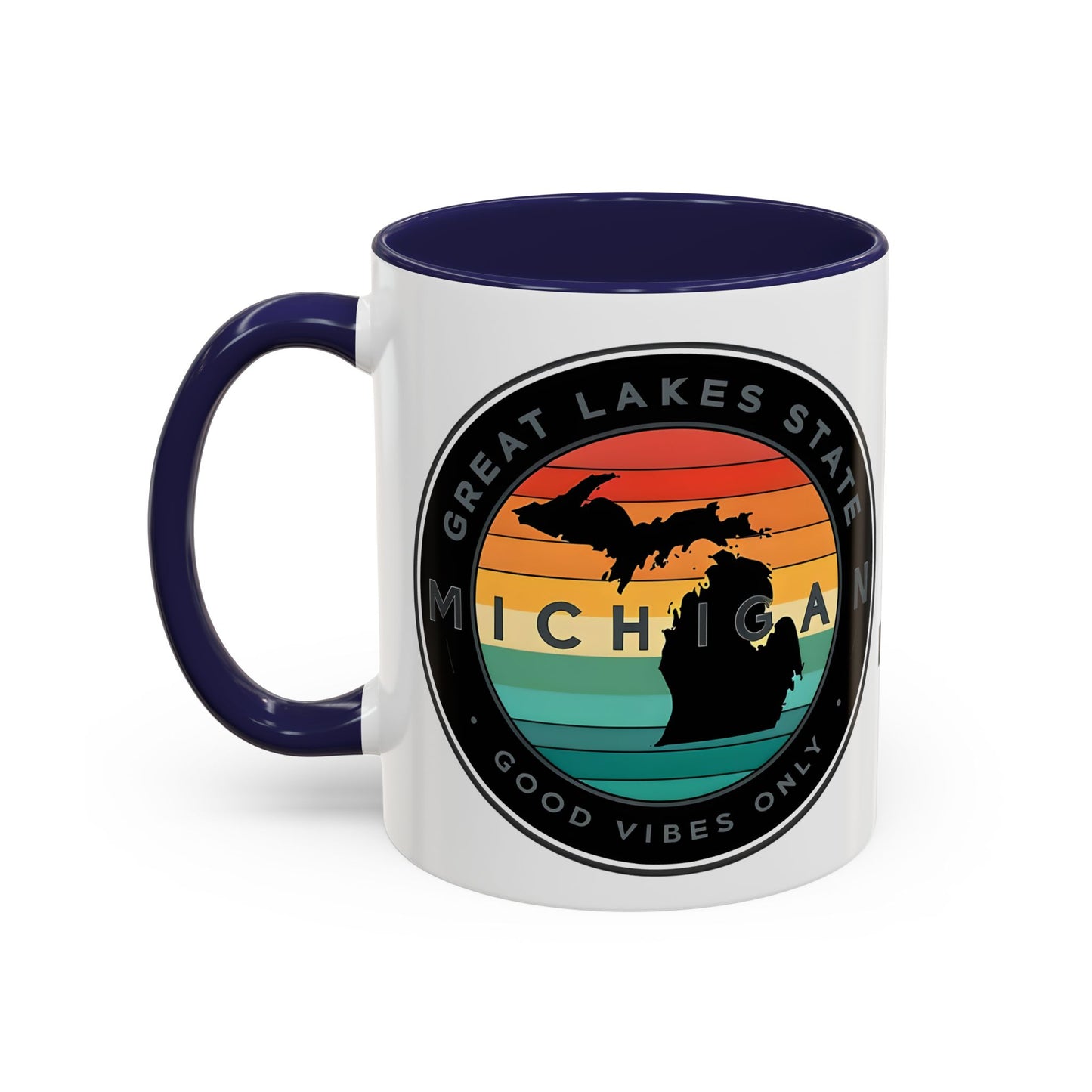 Michigan Accent Coffee Mug, Great Lakes State Cup, Personalized Gift for Michiganders, Camping, Boating, Good Vibes Only