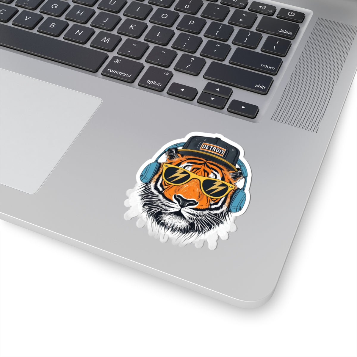 Detroit Tiger Head Sticker — Cool Sunglasses & Headphones Kiss-Cut Sticker