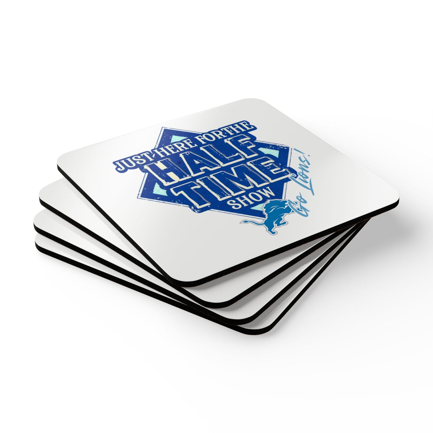 Super Bowl Football, Here For The Half Time Show, Go Lions, Corkwood Coaster Set of 4, Super Bowl Party Idea, Detroit Football