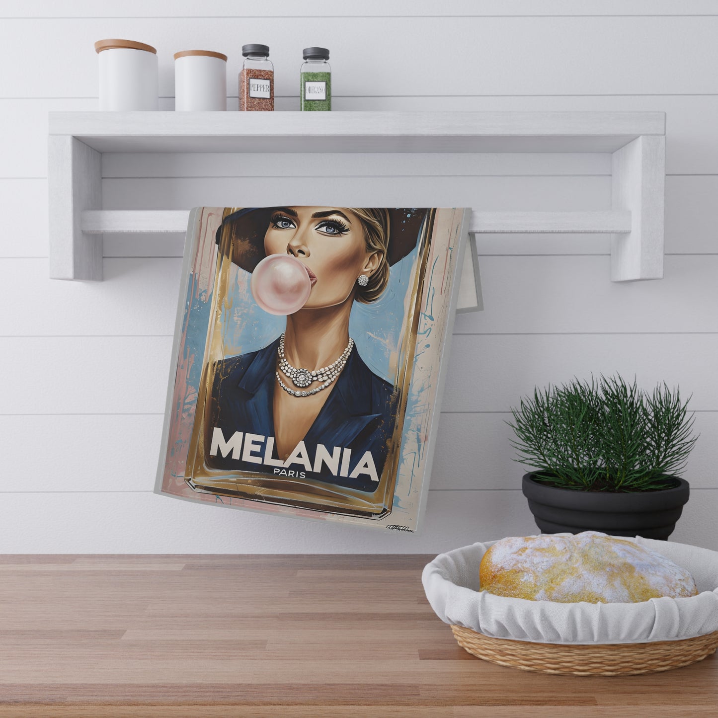 Trump First Lady Tea Towels, Melania Paris Perfume MAGA Kitchen Hand Towels - cotton, poly, patriotic, political, conservative, Trump