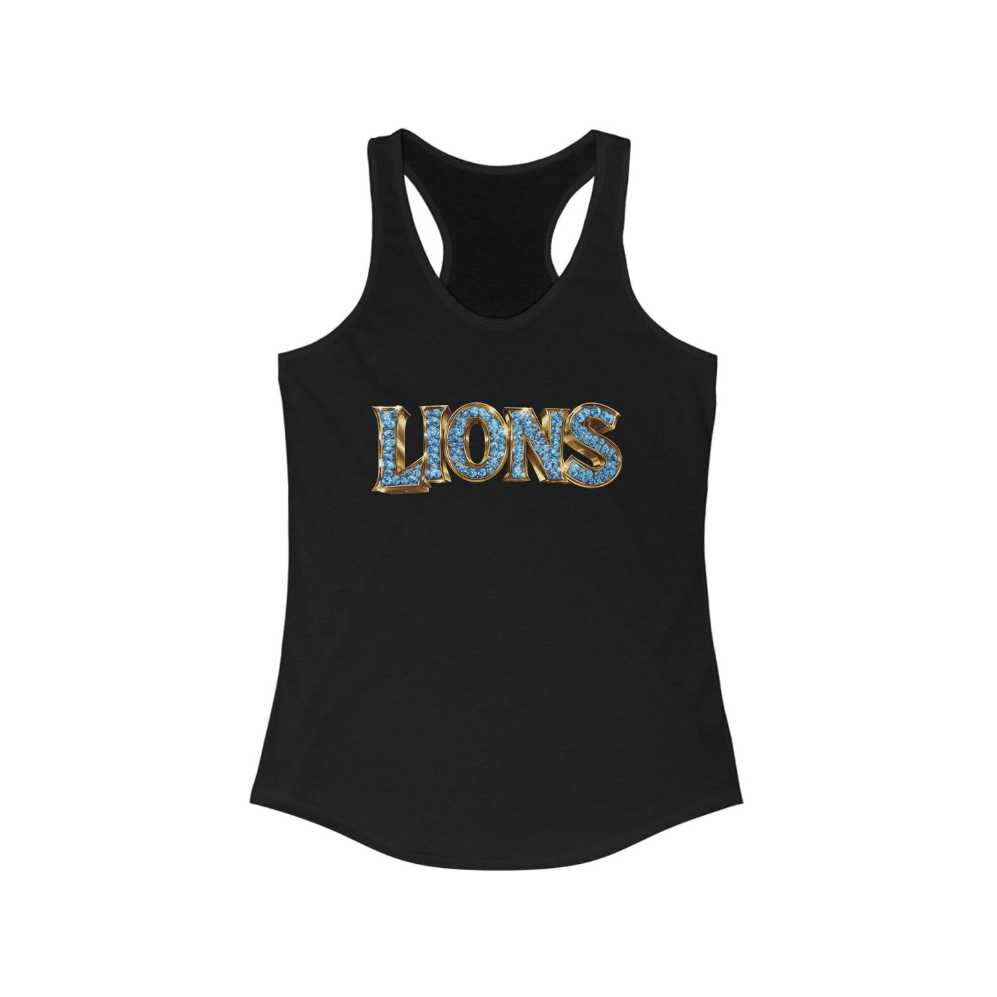 Lions Bling Tank Top, Statement Racerback Shirt, Rhinestone Look Muscle Tee, Women's Sleeveless Top, Graphic Animal Print Singlet