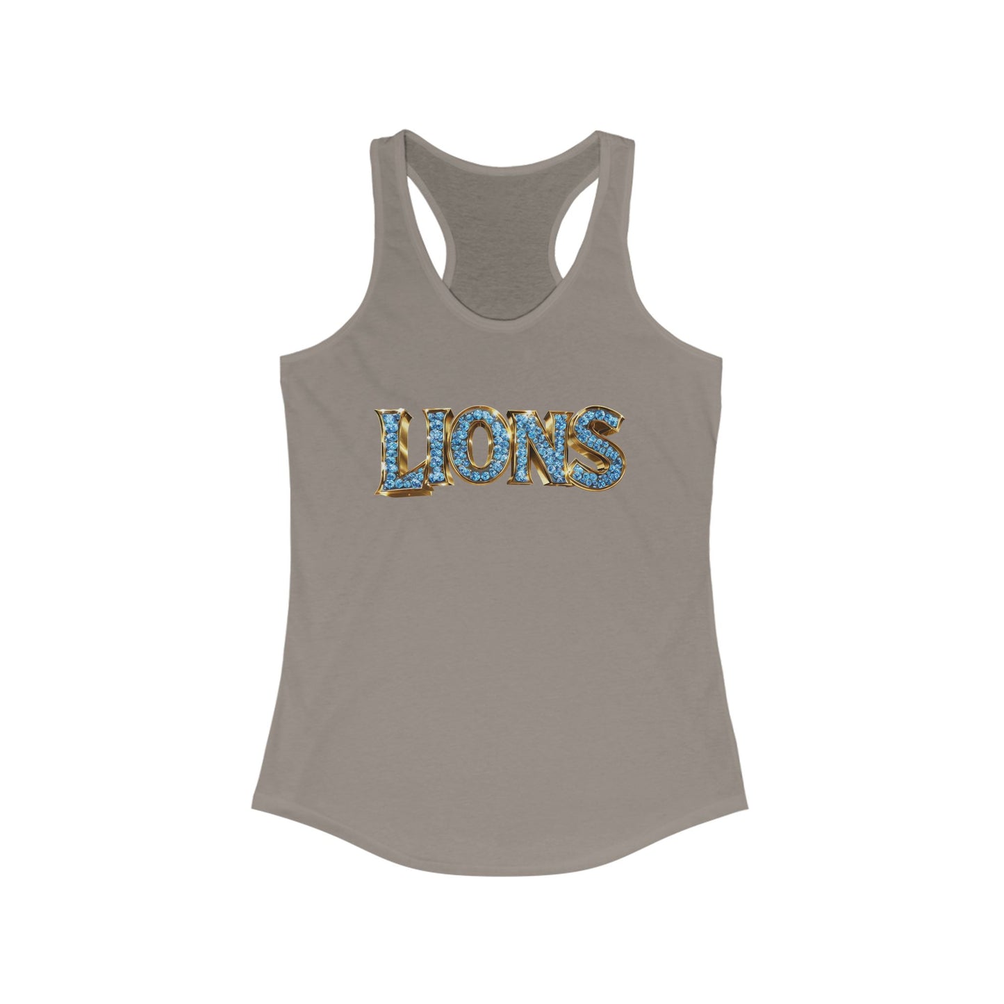 Lions Bling Tank Top, Statement Racerback Shirt, Rhinestone Look Muscle Tee, Women's Sleeveless Top, Graphic Animal Print Singlet