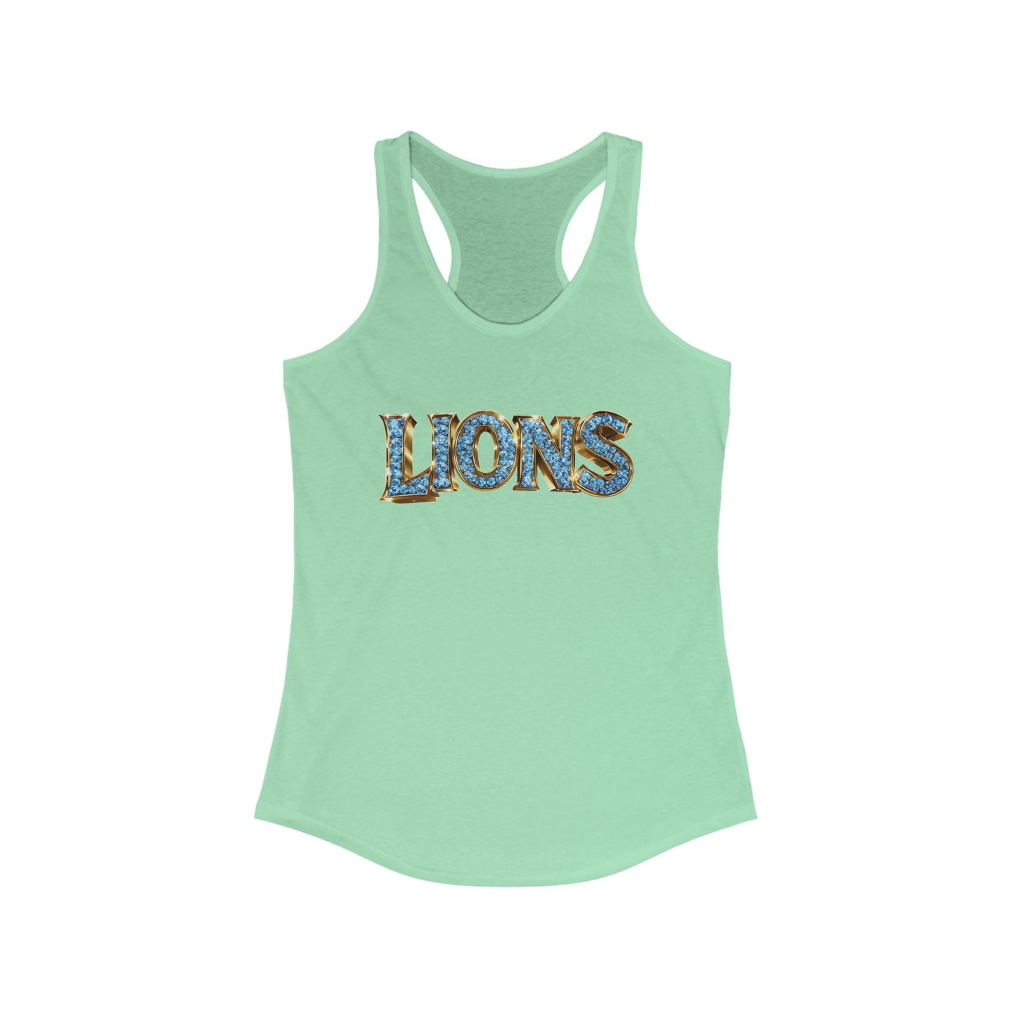 Lions Bling Tank Top, Statement Racerback Shirt, Rhinestone Look Muscle Tee, Women's Sleeveless Top, Graphic Animal Print Singlet