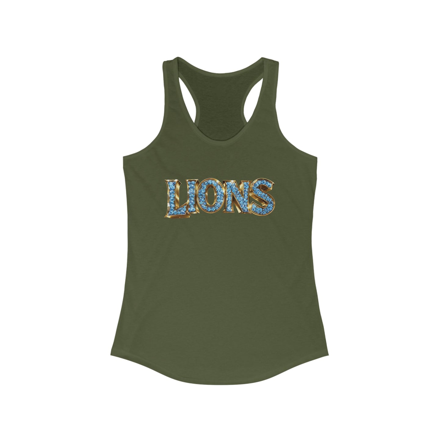 Lions Bling Tank Top, Statement Racerback Shirt, Rhinestone Look Muscle Tee, Women's Sleeveless Top, Graphic Animal Print Singlet