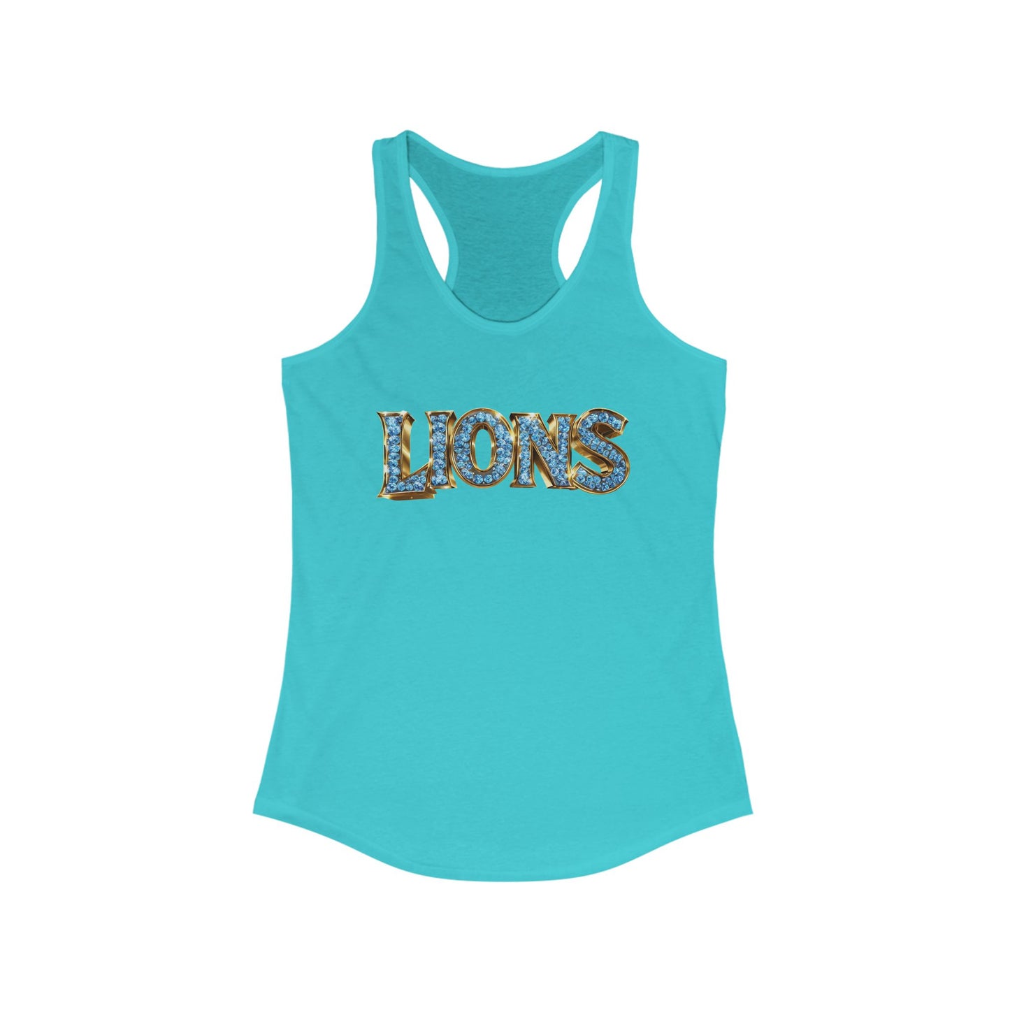 Lions Bling Tank Top, Statement Racerback Shirt, Rhinestone Look Muscle Tee, Women's Sleeveless Top, Graphic Animal Print Singlet