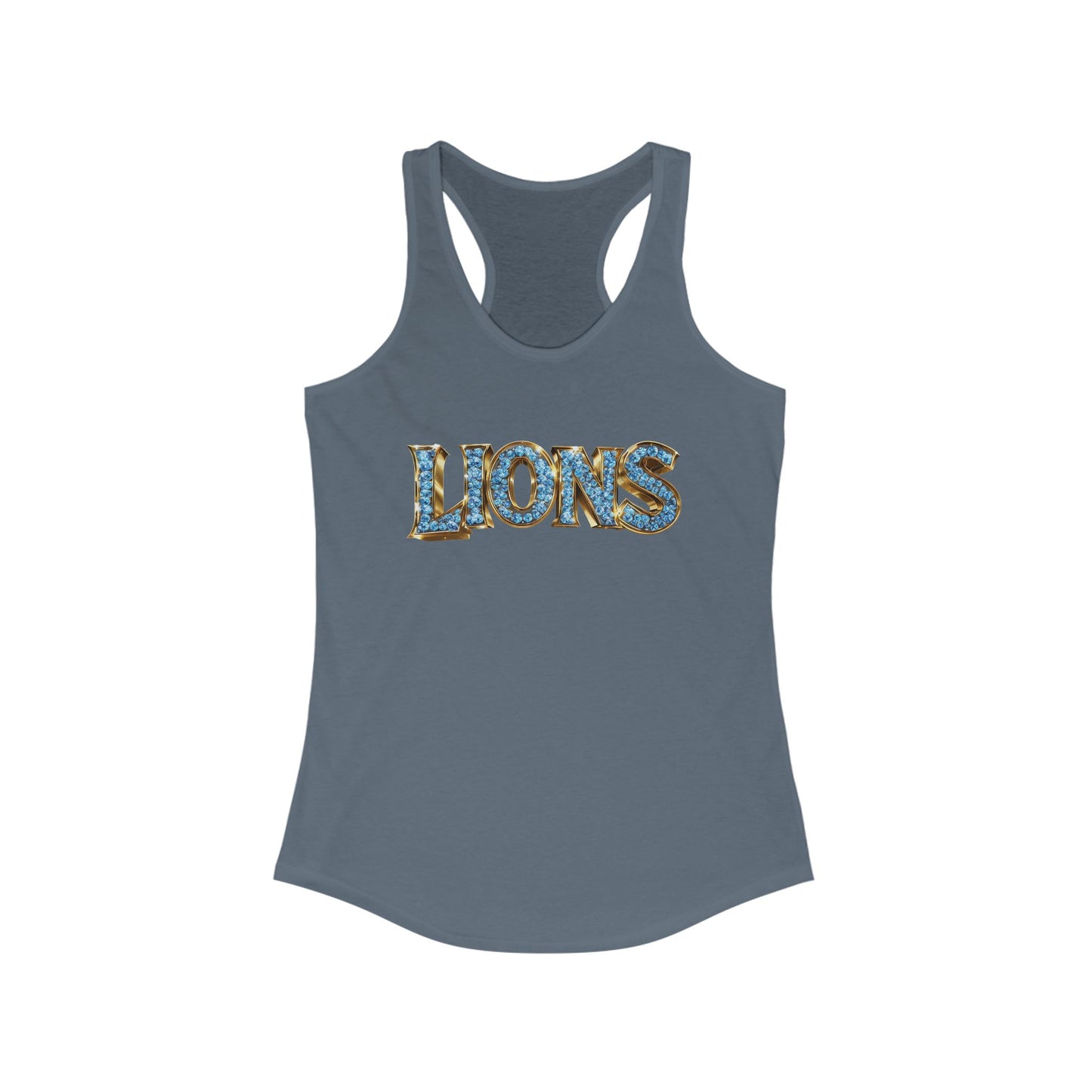 Lions Bling Tank Top, Statement Racerback Shirt, Rhinestone Look Muscle Tee, Women's Sleeveless Top, Graphic Animal Print Singlet