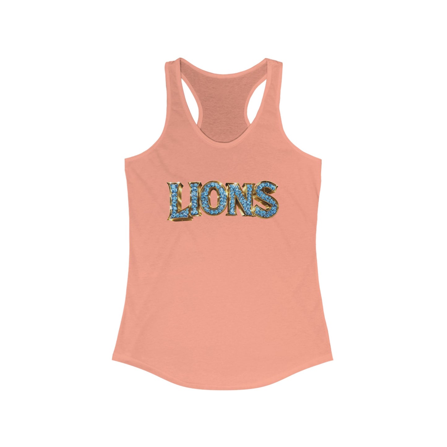 Lions Bling Tank Top, Statement Racerback Shirt, Rhinestone Look Muscle Tee, Women's Sleeveless Top, Graphic Animal Print Singlet