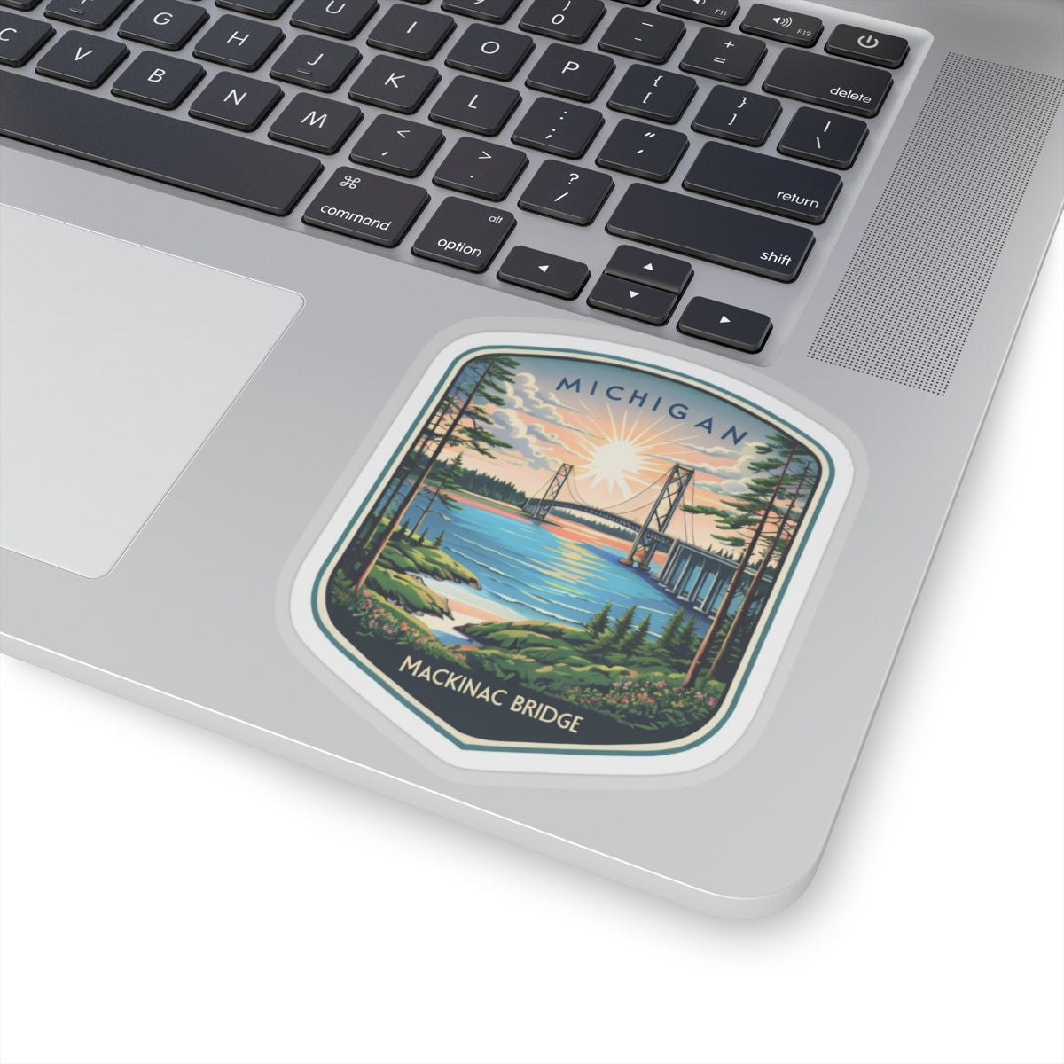 Michigan Mackinac Bridge, Great Lakes, Mackinaw City, St Ignace Kiss-Cut Stickers, Pure Michigan, Notebook, Journal