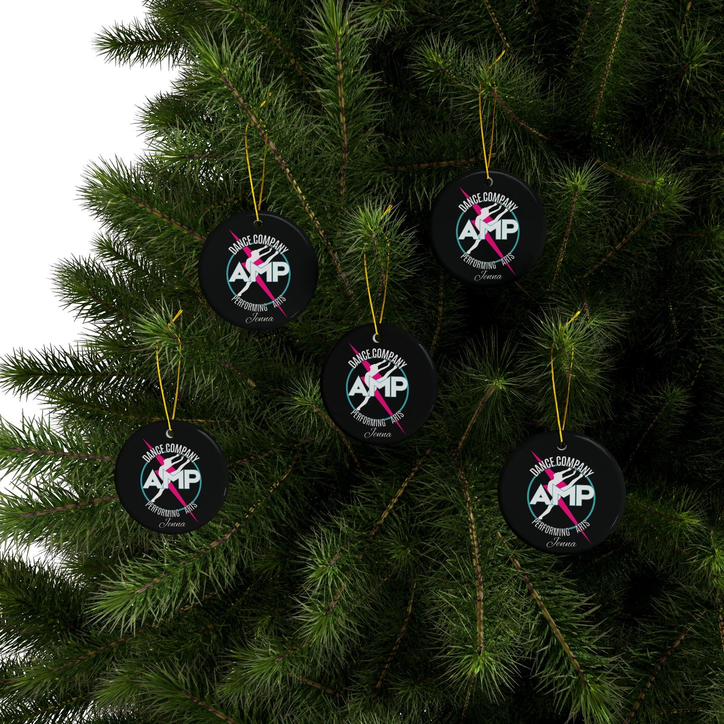 AMP Dance Company Logo Ornament | Ceramic Round Ornament, Custom and Personalized