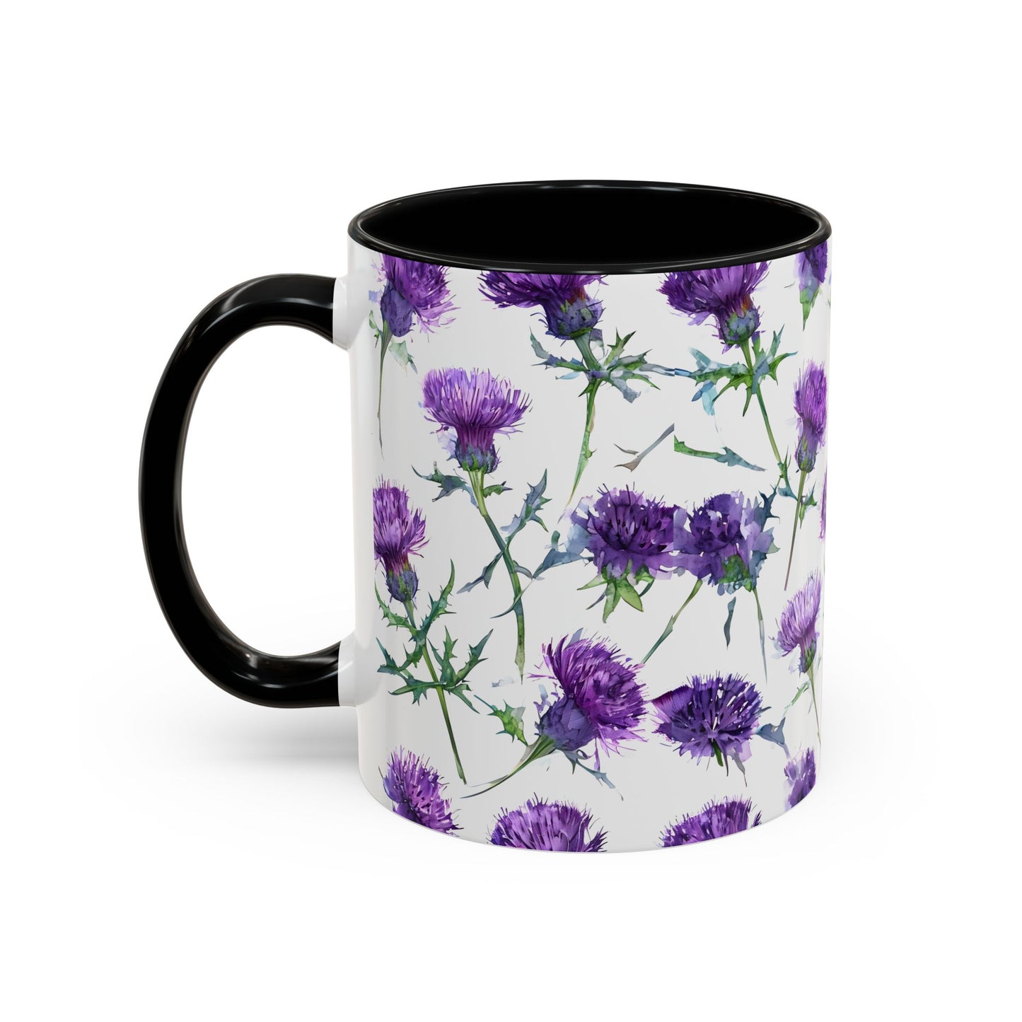 Coffee Mug, Scottish Thistle Design, Tea Cup, Floral Pattern, Gift for Her, Ceramic Mug, Kitchen Decor, Unique Mug, Personalized