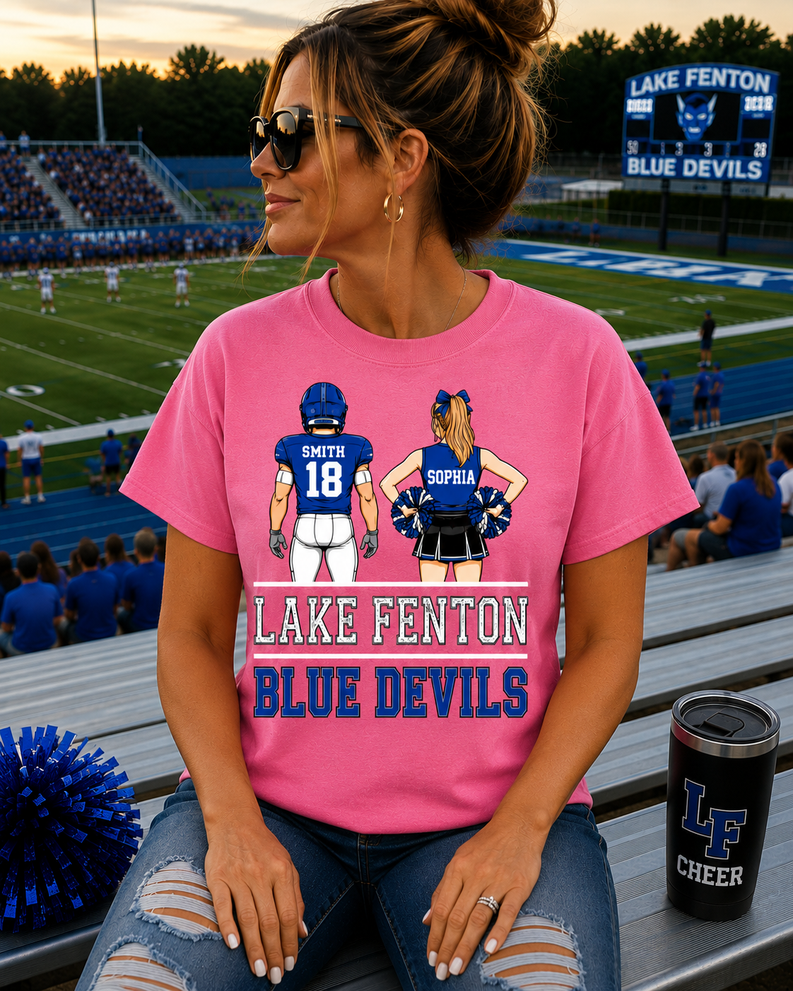 Lake Fenton Cheer & Football Customizable | Gildan Softstyle T-Shirt, Crewneck Sweatshirt or Hoodie