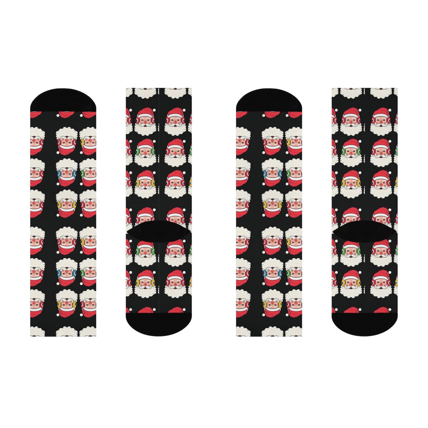 Santa Face Wrestling Head Gear Cushioned Crew Socks - Festive Christmas Holiday Sock, Wrestling Team, Youth Wrestling
