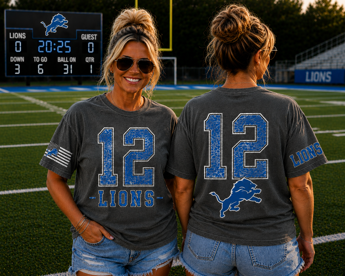 LIONS PERSONALIZED Number, Name, Team T-Shirt COMFORT COLORS SIZES S-4XL ADULT