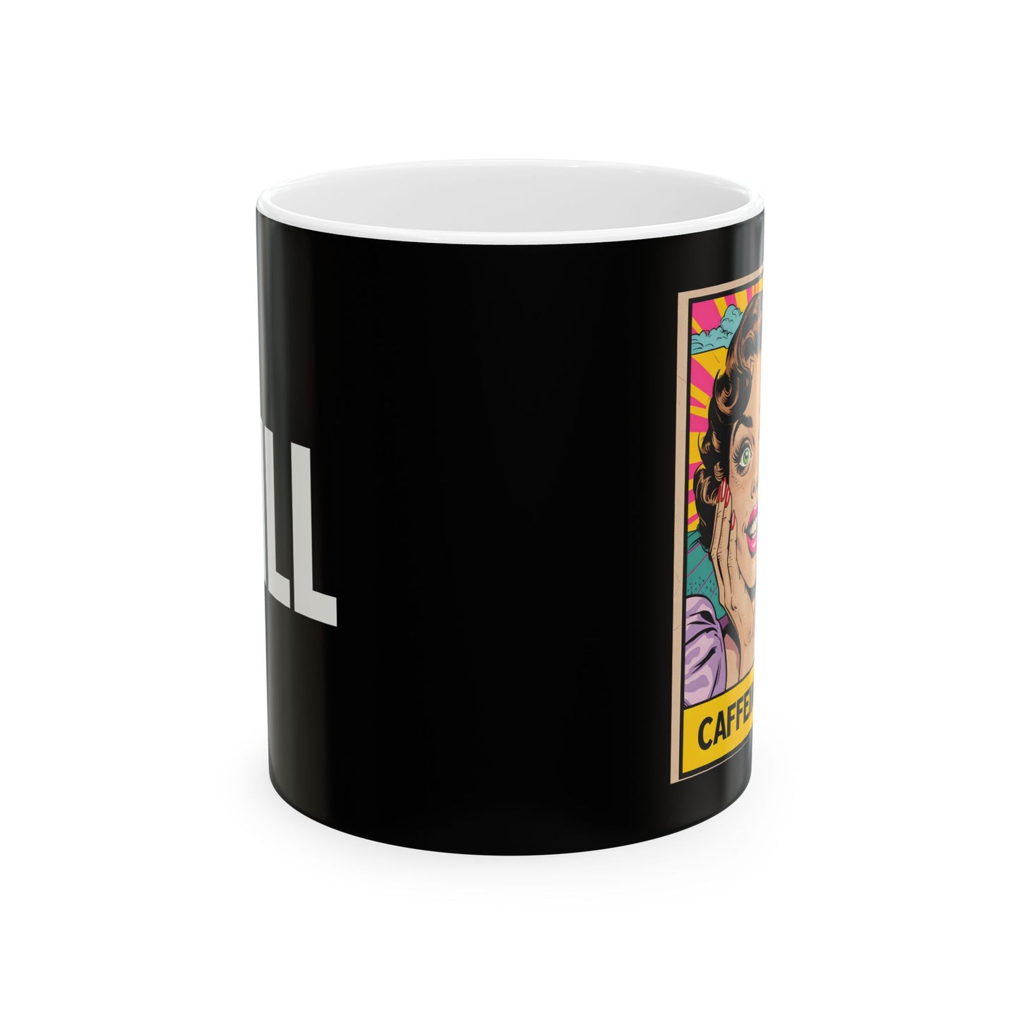 Caffeinated Retro Ceramic Mug - Perfect for Coffee Lovers, Personalized Coffee Mug, Fun Funny Coffee Mug, Coffee Lover Gift Idea, Custom Gift