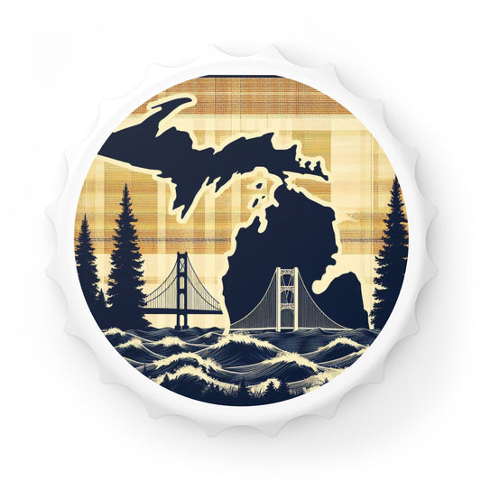 Michigan Plaid Bottle Opener - Mackinac Bridge Design - Great Lakes State Gift for Him, Father's Day, Groomsman - Valentines Day, Upper