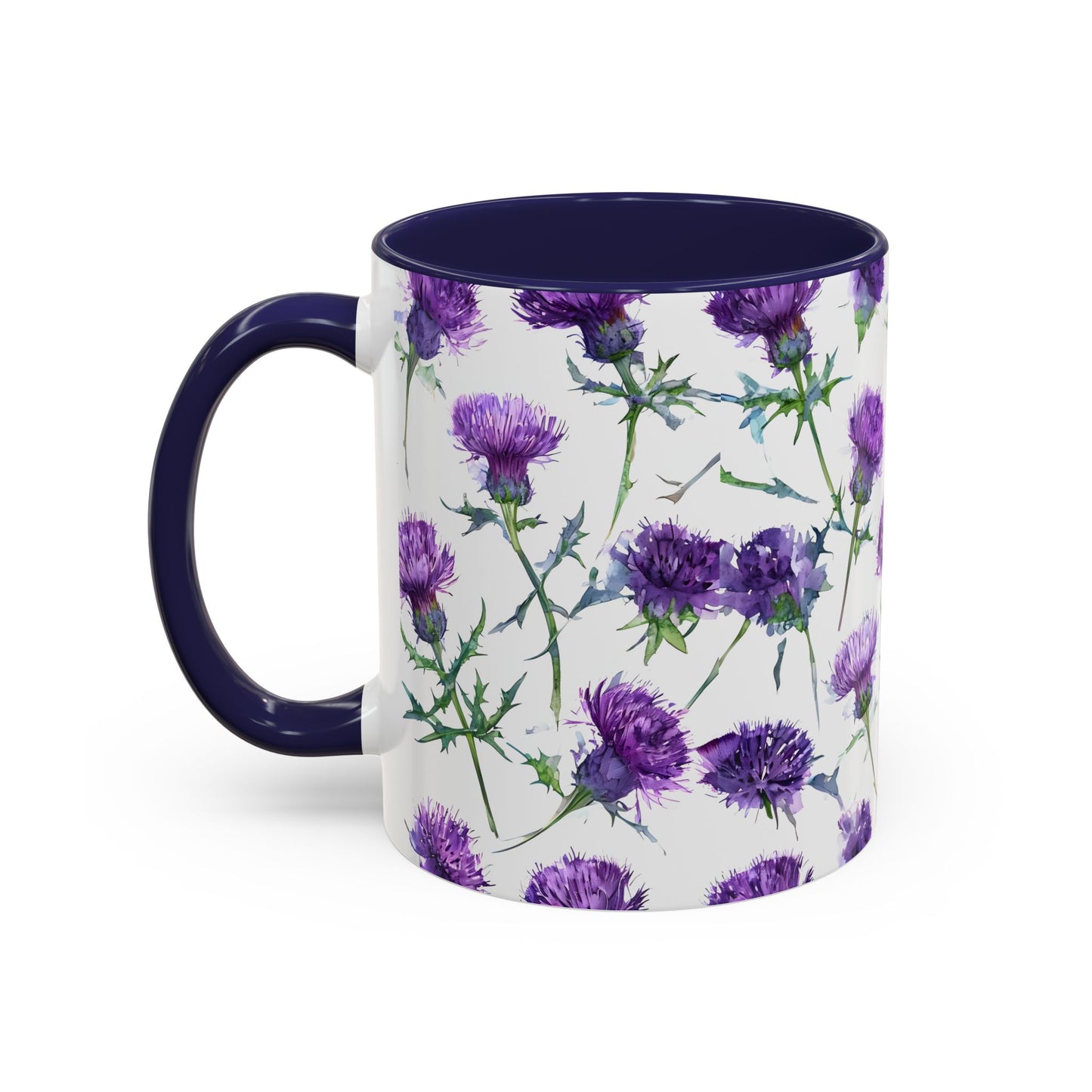 Coffee Mug, Scottish Thistle Design, Tea Cup, Floral Pattern, Gift for Her, Ceramic Mug, Kitchen Decor, Unique Mug, Personalized