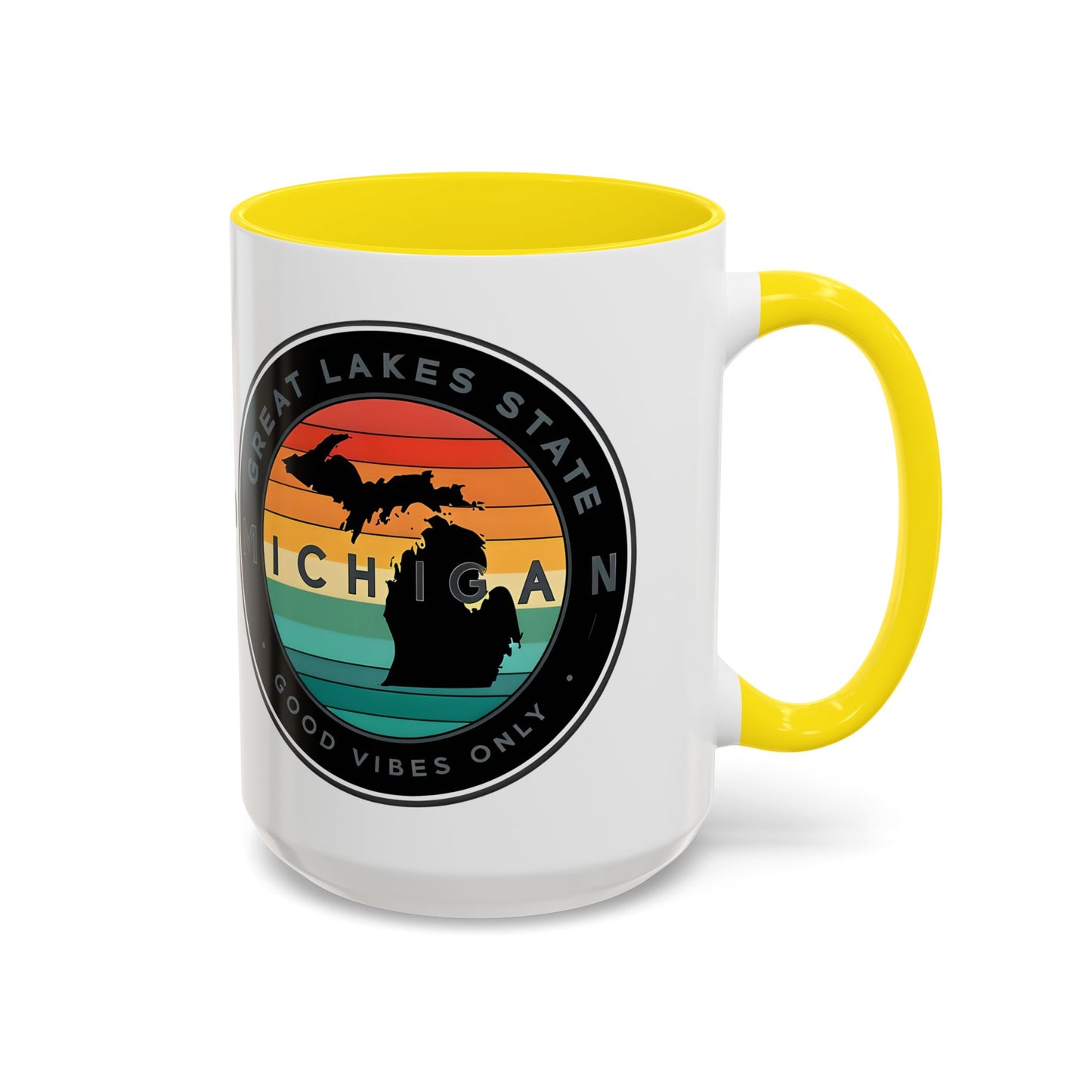 Michigan Accent Coffee Mug, Great Lakes State Cup, Personalized Gift for Michiganders, Camping, Boating, Good Vibes Only