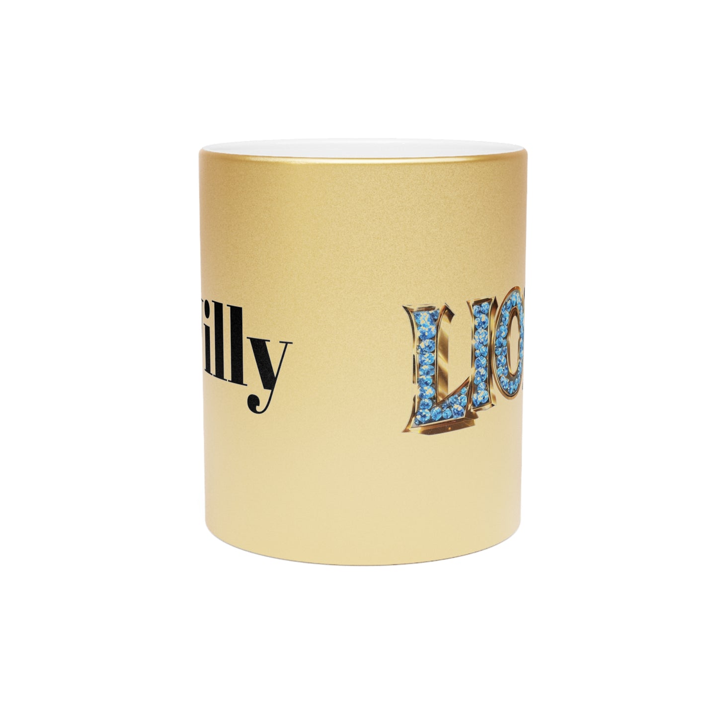 Metallic Mug — 'Willy' & Jewel-Style 'Lio' Silver/Gold Accent Ceramic Cup