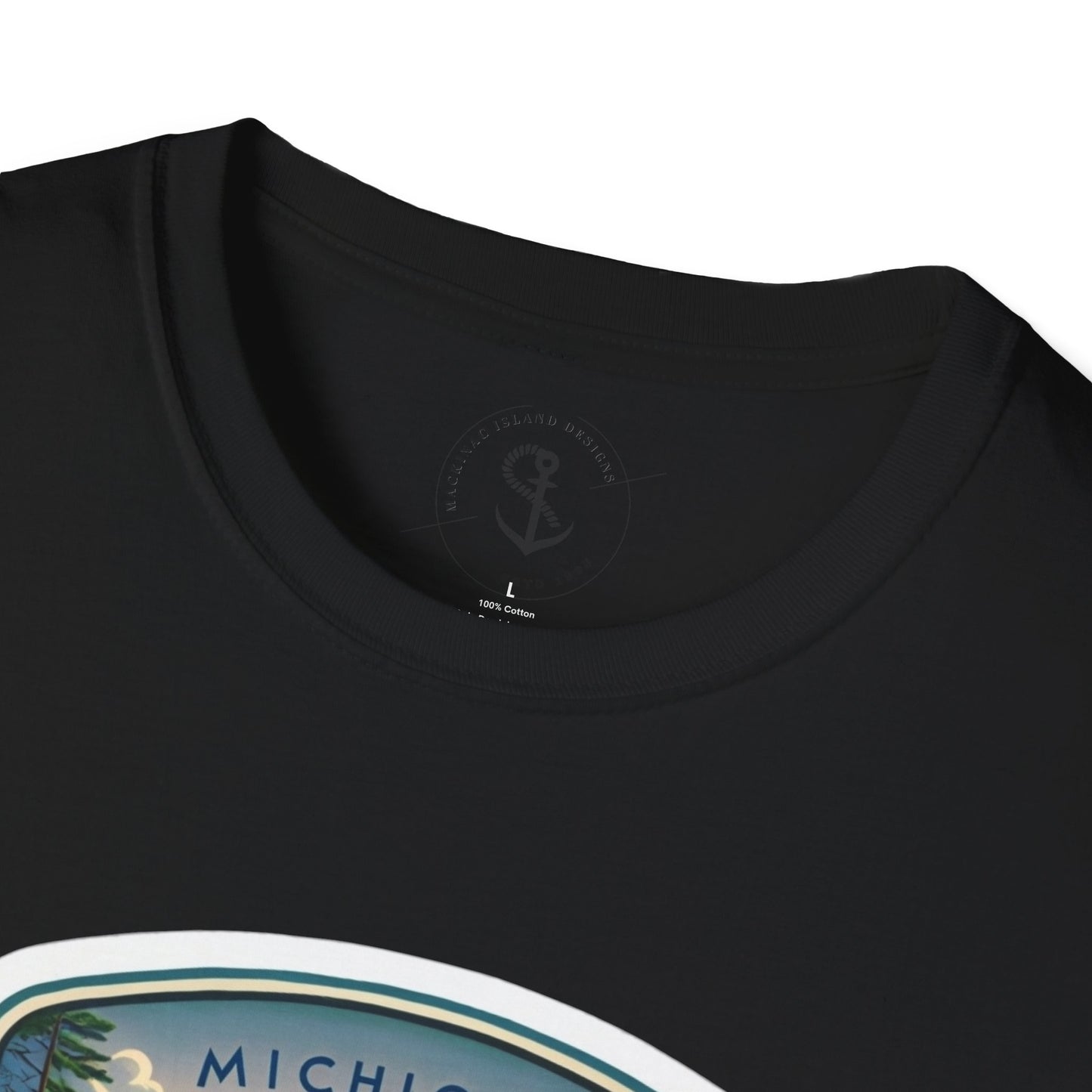 Michigan Mackinac Bridge Unisex Softstyle T-Shirt, Upper Peninsula Souvenir Gift Tee, Great Lakes Travel Shirt, Michigan Bridge Graphic Tee