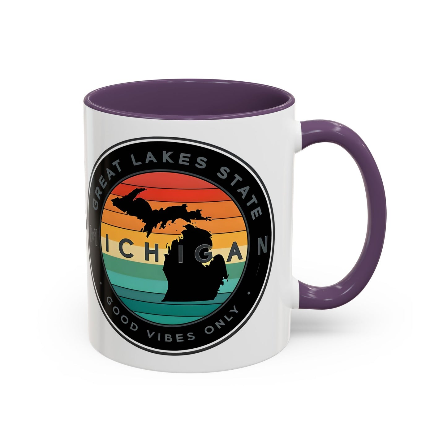 Michigan Accent Coffee Mug, Great Lakes State Cup, Personalized Gift for Michiganders, Camping, Boating, Good Vibes Only