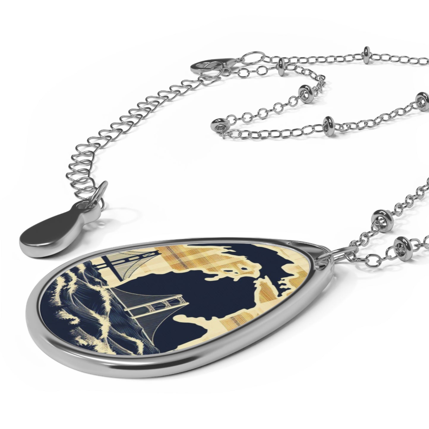 Necklace, Plaid Mackinac Bridge Michigan Great Lakes Upper Peninsula Mackinac Island, Mother's Day Valentine's Day Gift, Jewelry, Pendant,