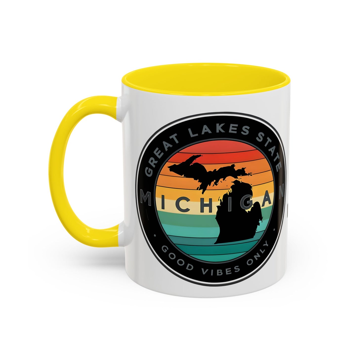 Michigan Accent Coffee Mug, Great Lakes State Cup, Personalized Gift for Michiganders, Camping, Boating, Good Vibes Only