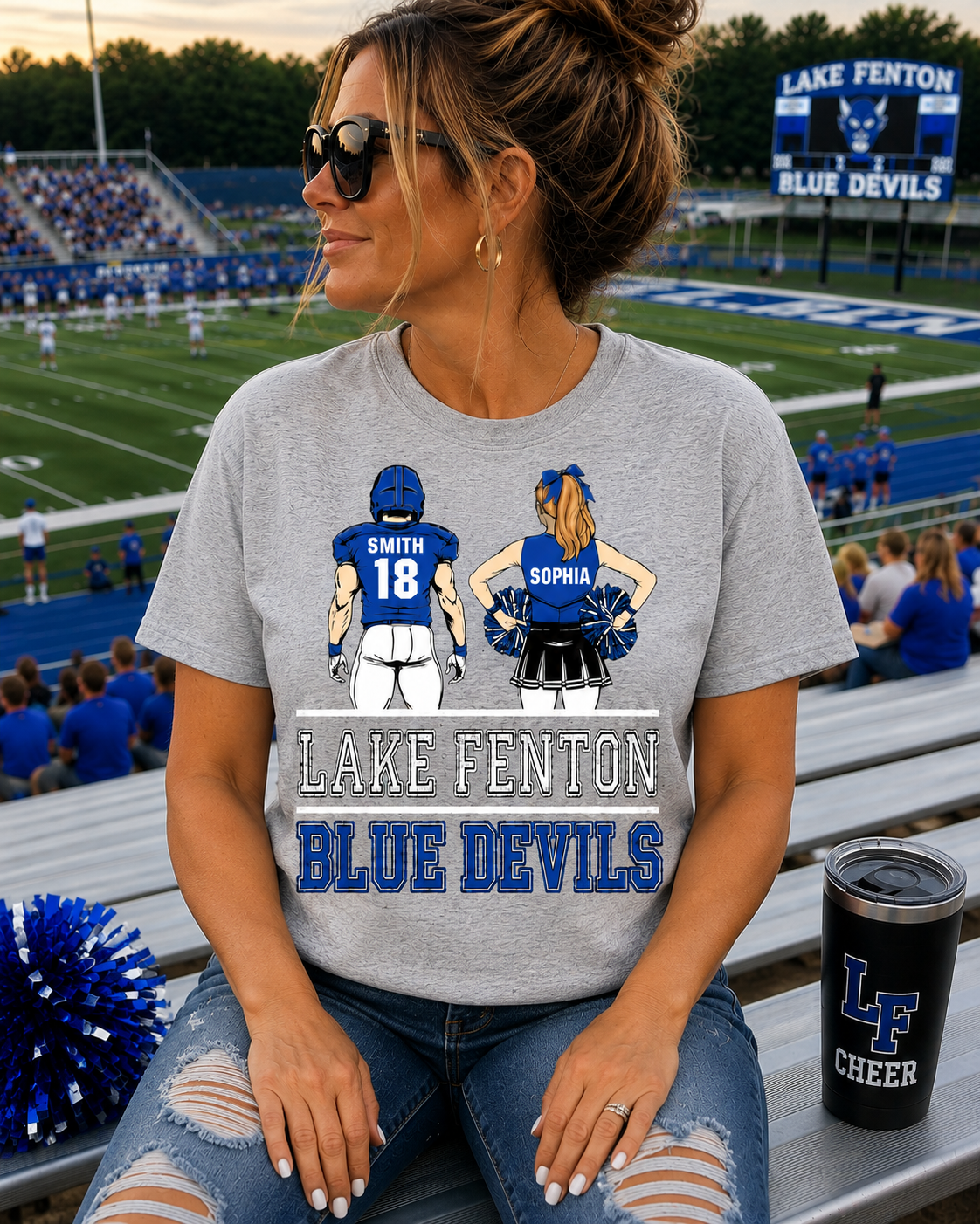Lake Fenton Cheer & Football Customizable | Gildan Softstyle T-Shirt, Crewneck Sweatshirt or Hoodie