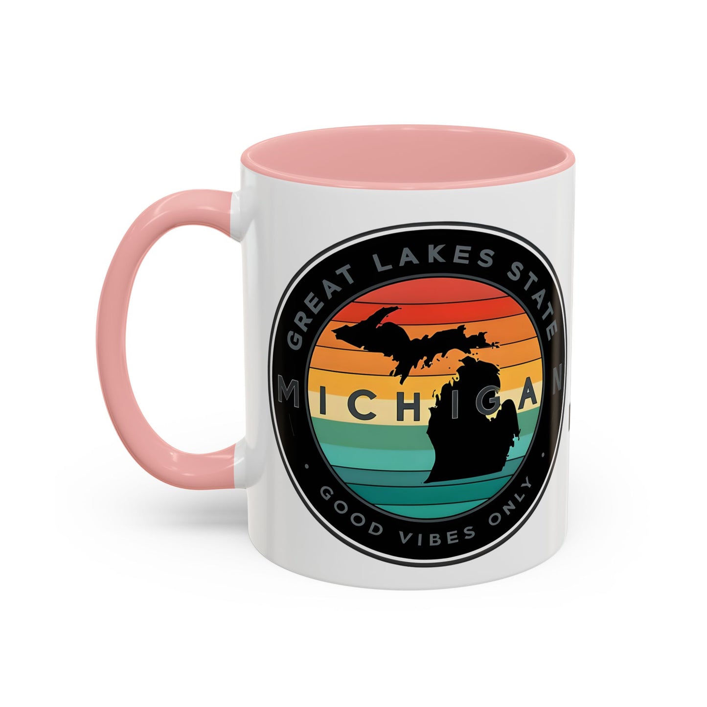 Michigan Accent Coffee Mug, Great Lakes State Cup, Personalized Gift for Michiganders, Camping, Boating, Good Vibes Only