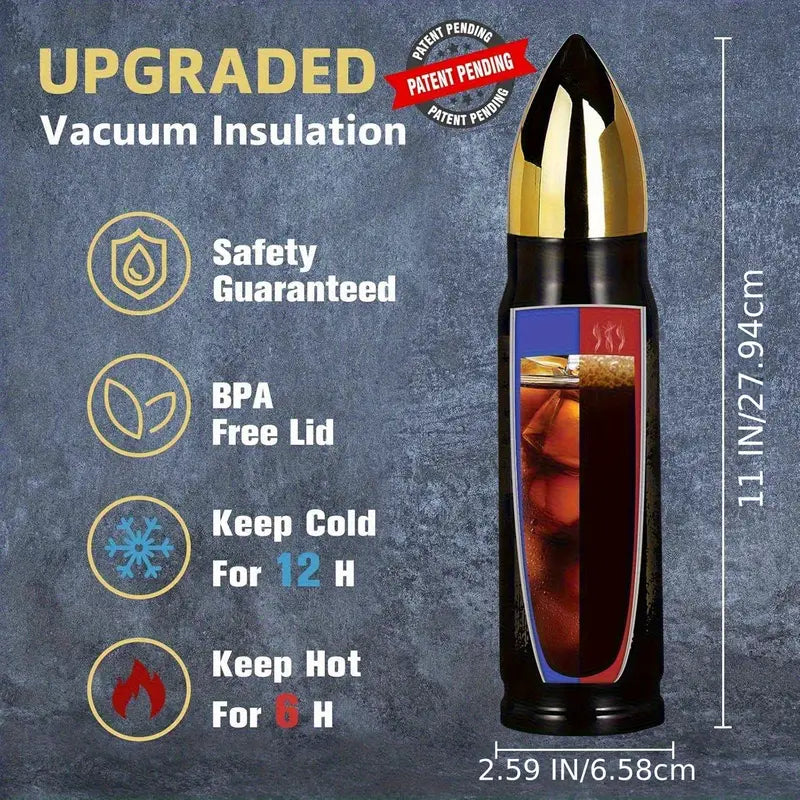 BEST DAD EVER Bullet Tumbler | 17oz Double-Wall Vacuum Stainless Steel Water Bottle for Hiking, Tactical Adventures & Traveling | Enthusiast Gifts, Rugged Ice Retention Design | Cool Father's Day Birthday Gifts for Men, Husband, Dad