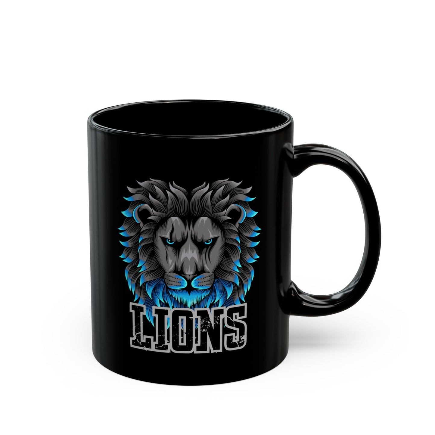 Mug, Lions Football, Football Coach Gift, Detroit Football, Black Coffee Cup, Tea Mug, Lions Fan, Personalized Mug