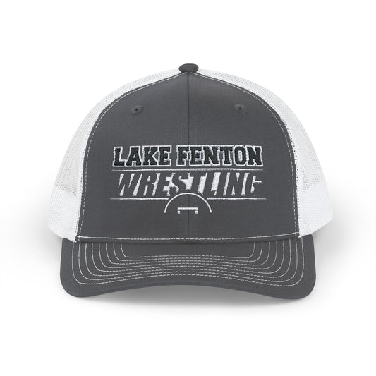 Lake Fenton Wrestling Mat Snapback Trucker Cap, Embroidered Design
