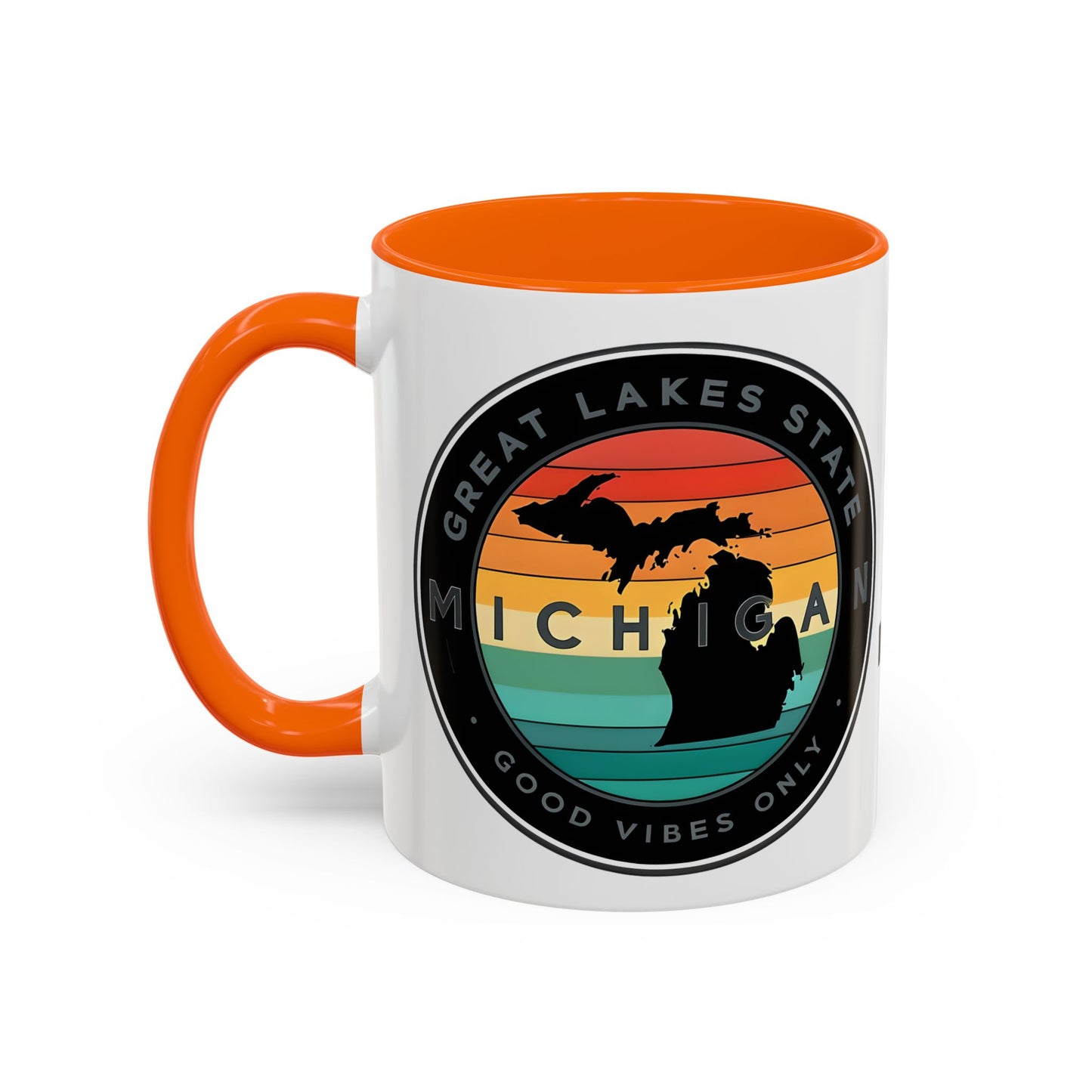 Michigan Accent Coffee Mug, Great Lakes State Cup, Personalized Gift for Michiganders, Camping, Boating, Good Vibes Only