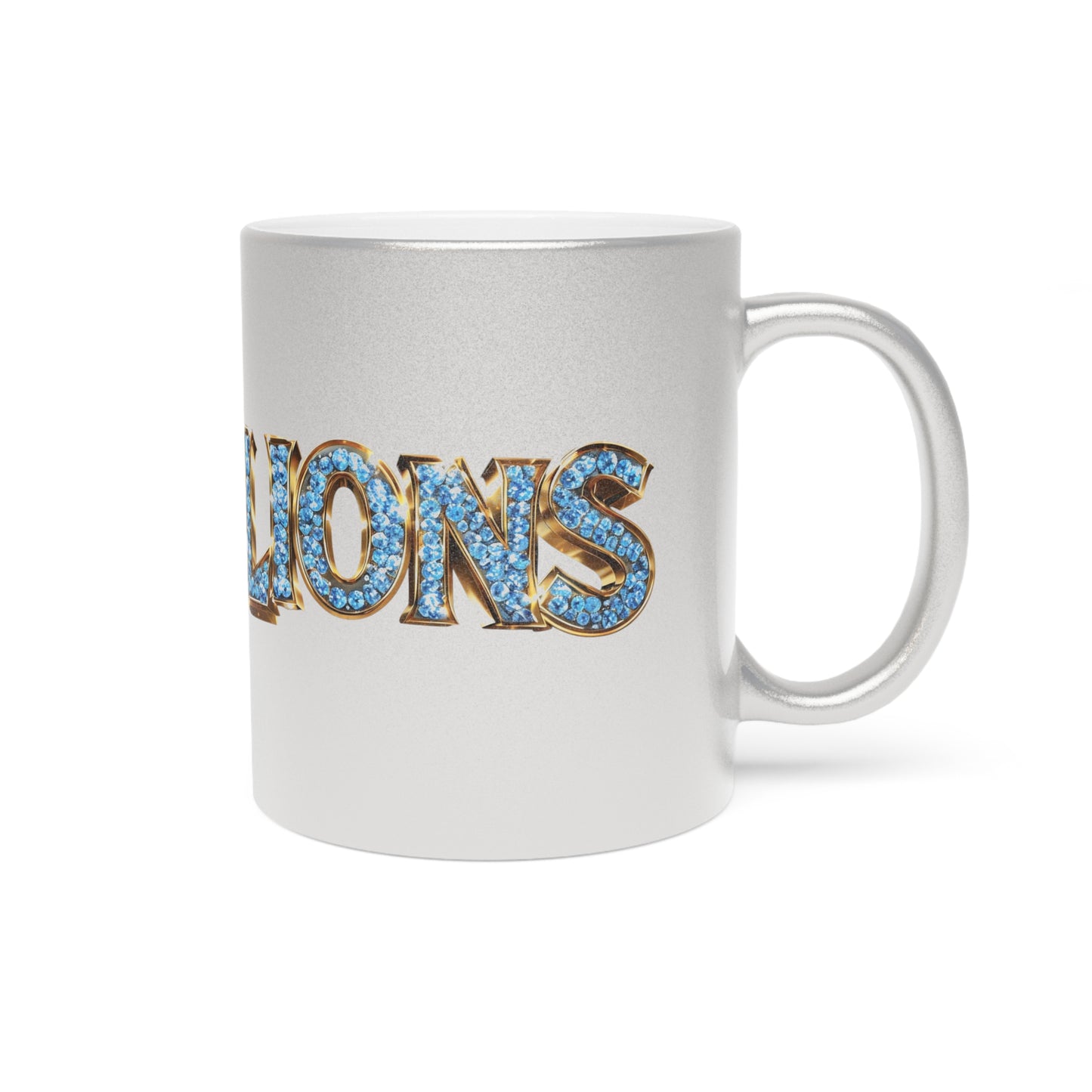 Metallic Mug — 'Willy' & Jewel-Style 'Lio' Silver/Gold Accent Ceramic Cup