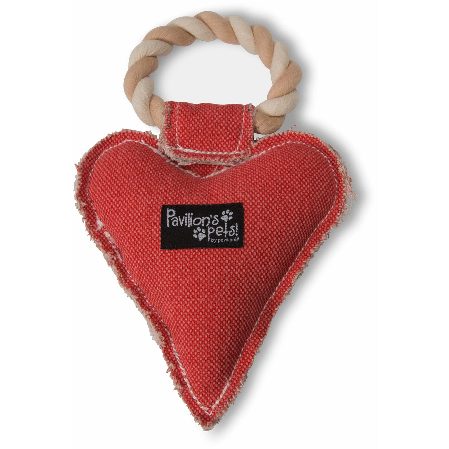Heart Love - 10" Canvas Dog Toy on Rope
