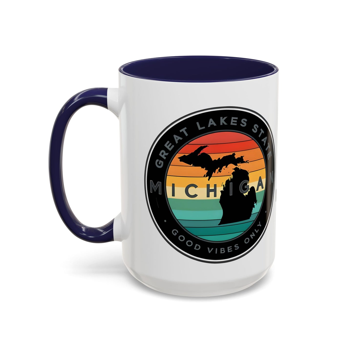 Michigan Accent Coffee Mug, Great Lakes State Cup, Personalized Gift for Michiganders, Camping, Boating, Good Vibes Only