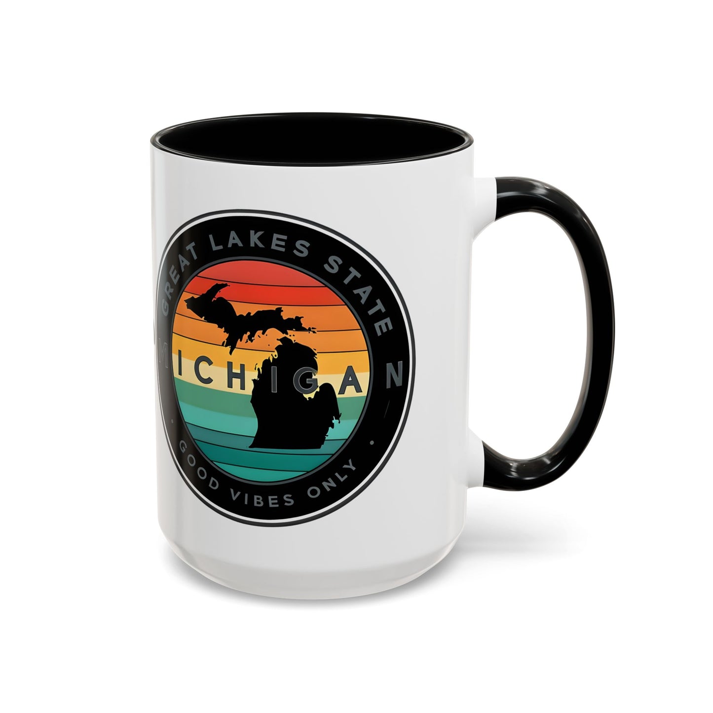 Michigan Accent Coffee Mug, Great Lakes State Cup, Personalized Gift for Michiganders, Camping, Boating, Good Vibes Only