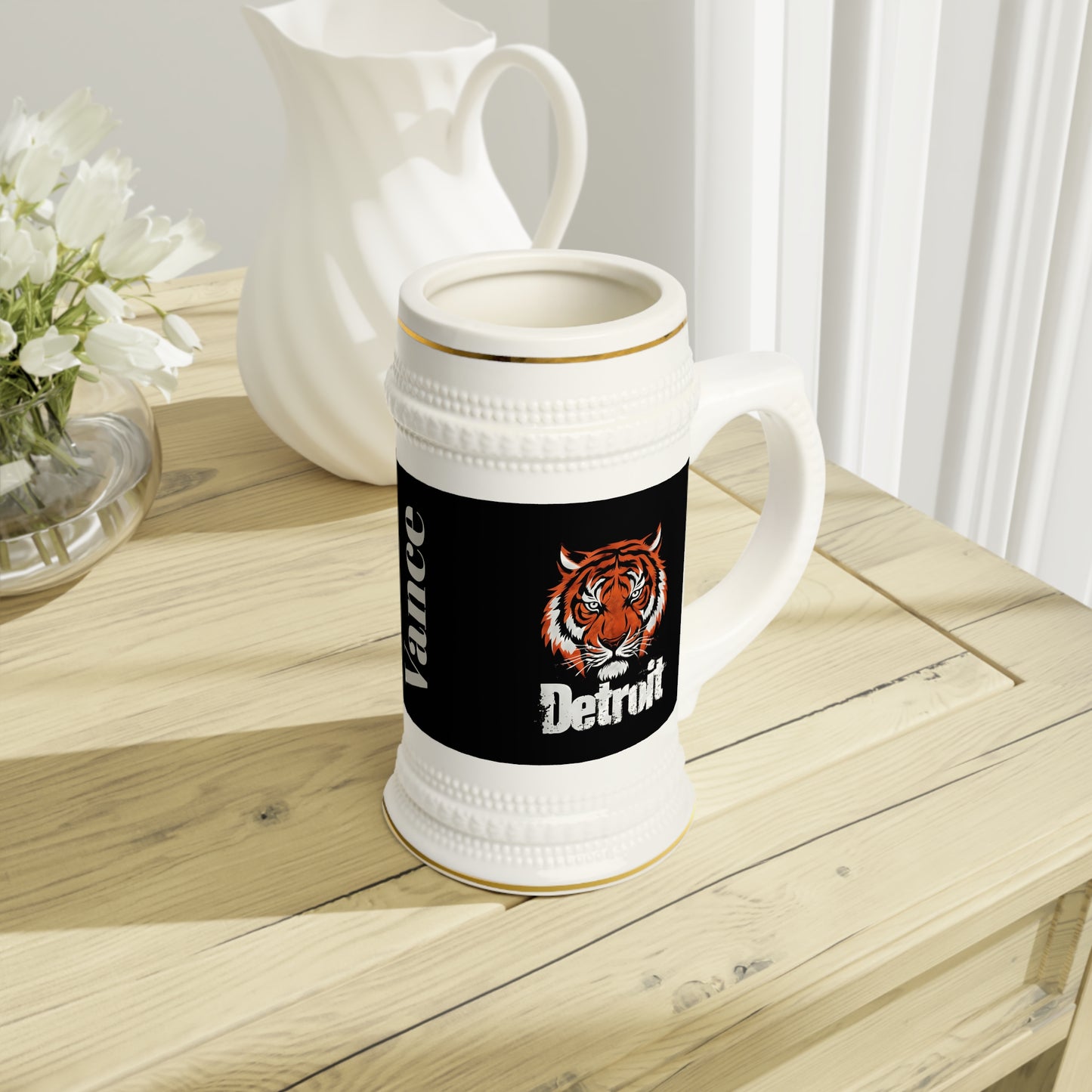 Personalized Detroit Tigers Baseball Stein Mug, Father's Day Gift, Custom Name Mug, Baseball Fan Mug, Detroit Tigers Beer Stein, Beer Lover