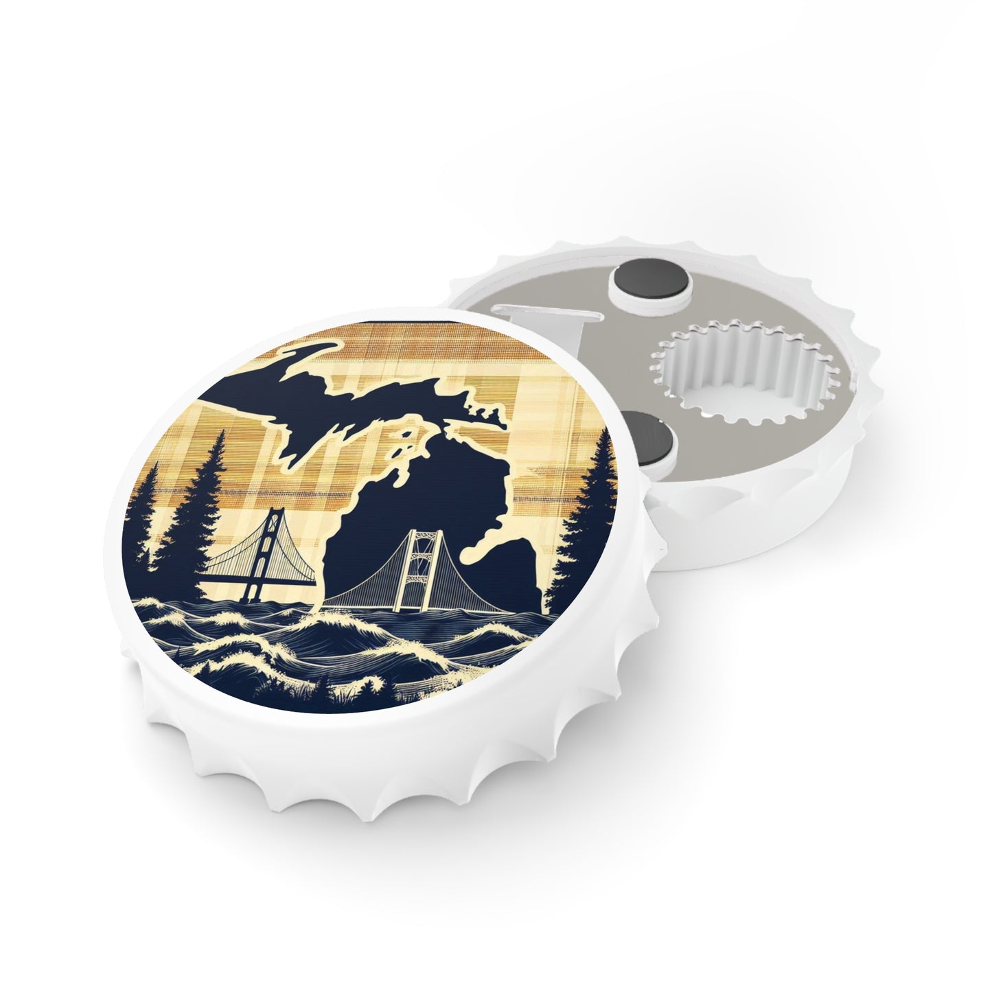 Michigan Plaid Bottle Opener - Mackinac Bridge Design - Great Lakes State Gift for Him, Father's Day, Groomsman - Valentines Day, Upper