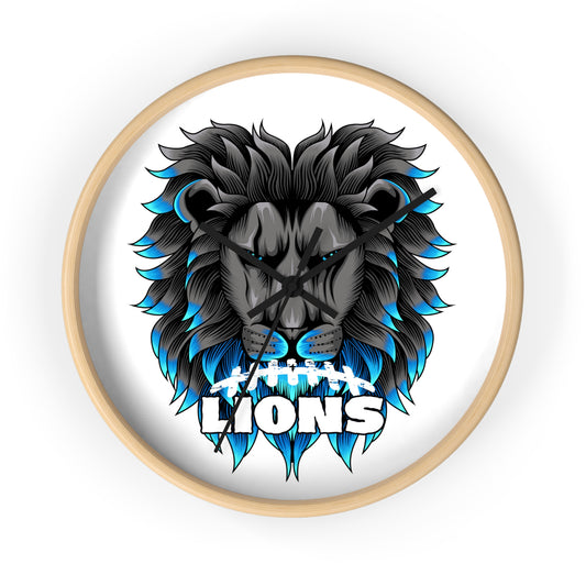 Lions Football Wall Clock - Man Cave Lions Fan Gift Idea, Lions Clock, Sports Fan Clock, Unique Clock, Detroit Football