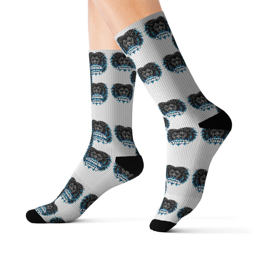 Lions Football Sublimation Socks - Sports Team Fan Gift, Athletic Footwear, Novelty Apparel, Lion Lover Accessory, Game Day Outfit