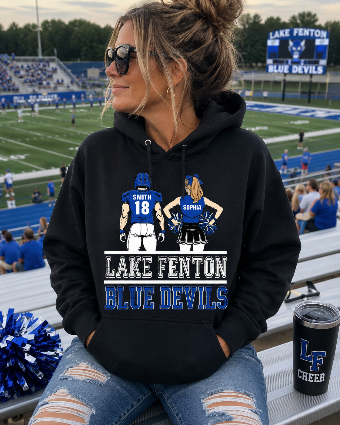Lake Fenton Cheer & Football Customizable | Gildan Softstyle T-Shirt, Crewneck Sweatshirt or Hoodie