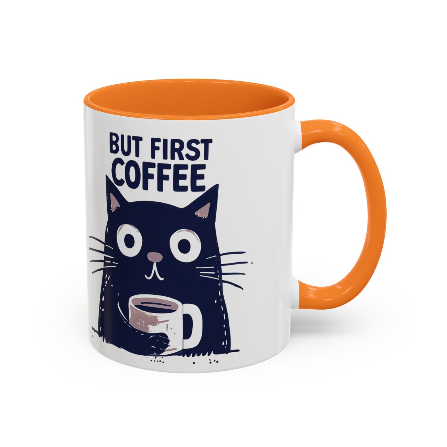 But First Coffee Cat Mug - Colorful 11oz/15oz Coffee Cup, Perfect for Cat Lovers, Gift for Mom, Birthday, Housewarming