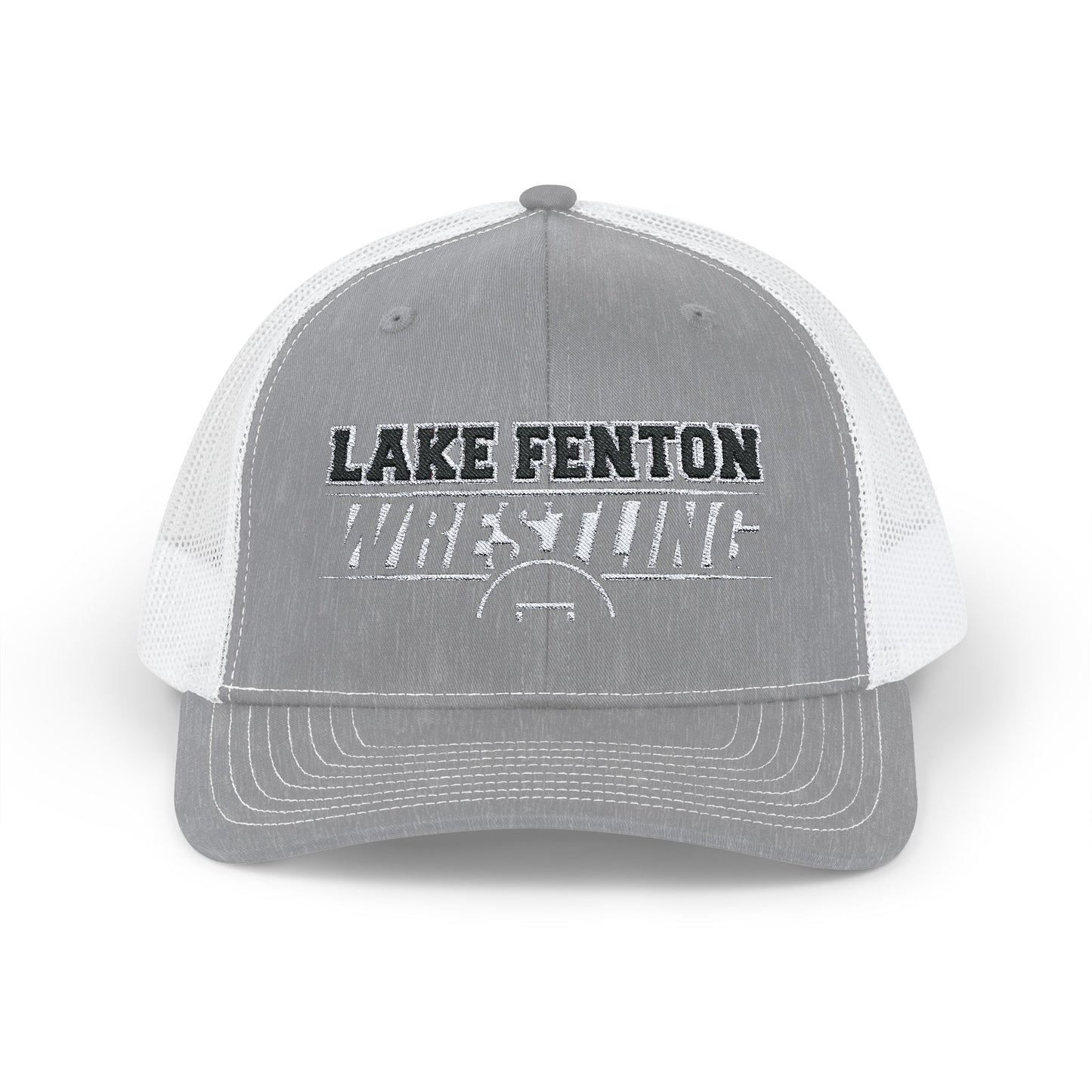 Lake Fenton Wrestling Mat Snapback Trucker Cap, Embroidered Design